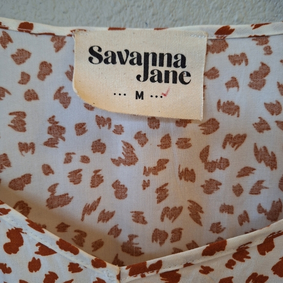 Savanna Jane Womens Rust/Ivory Lightweight Rayon Blouse Spotted Size M - Picture 2 of 8